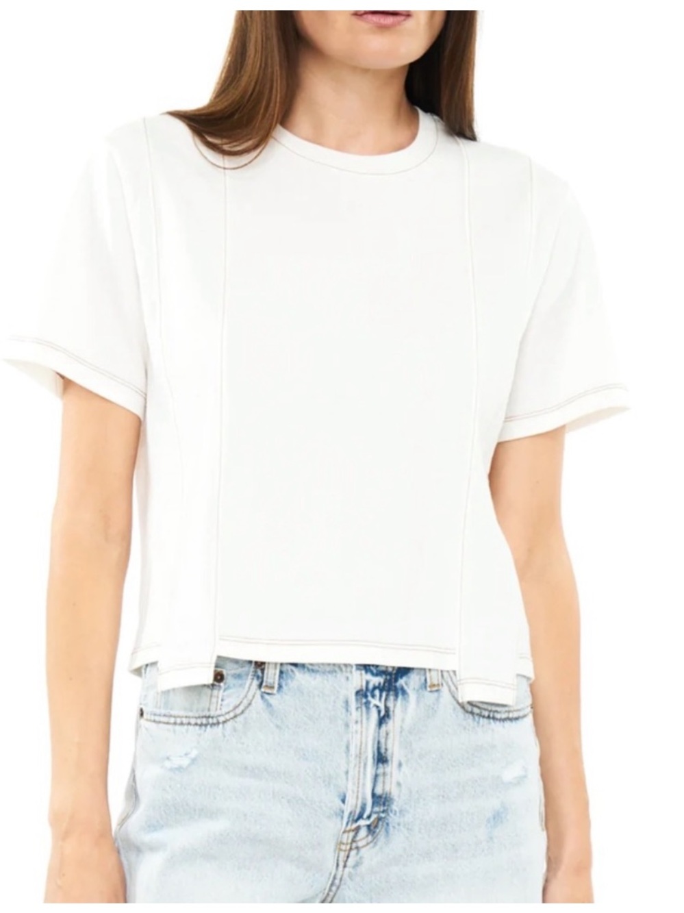 Anthropologie by Pistola- White Short-Sleeve Crewneck Boxy Tee